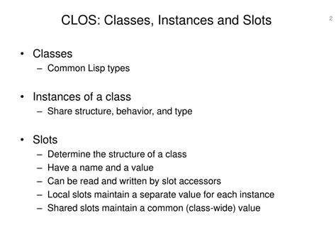 Classe slots lisp